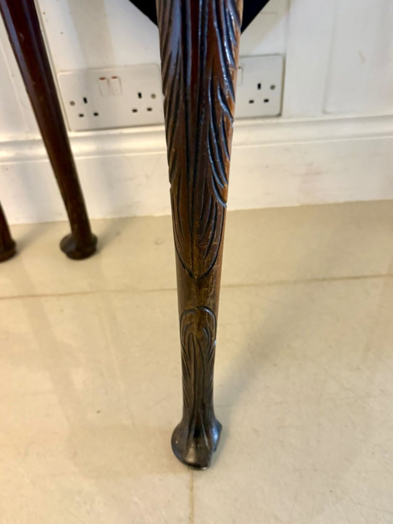 Antique Rare George III Carved Mahogany Folding Corner Table - Image 12